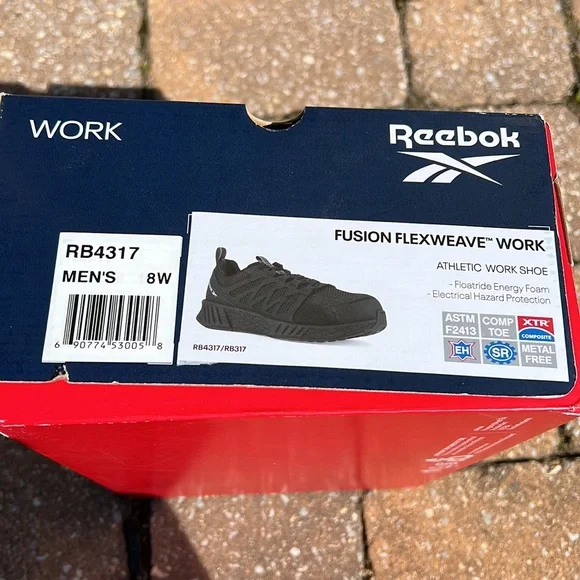 Reebok Black Fusion Flexweave Athletic Work Shoe Size 8 Wide - Picture 5 of 5